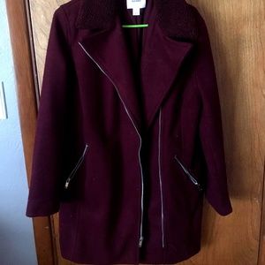 Women's Maroon Peacoat